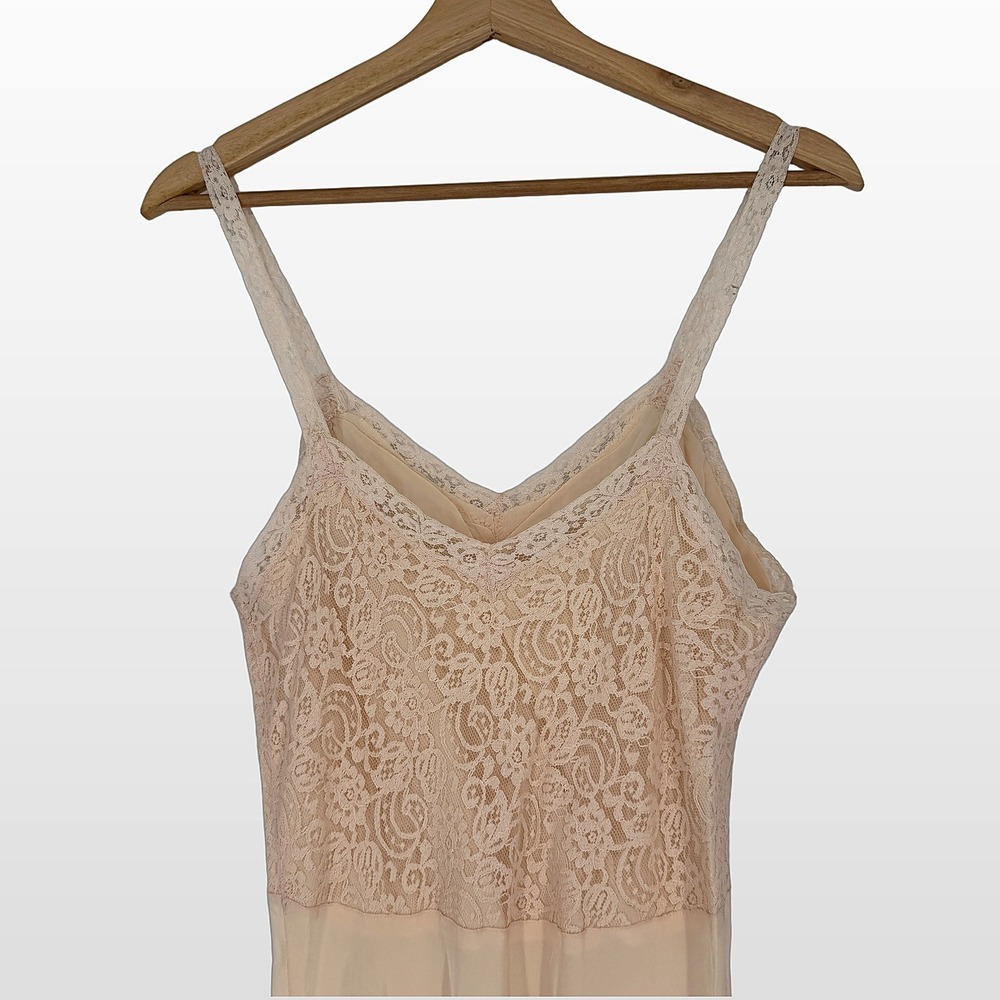 Y2K Lace Trim Slip Dress XS S Butter Yellow Coquette Balletcore Layering Dainty - Picture 2 of 12